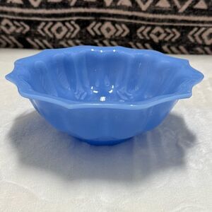 Delphine cornflower blue depression milk glass scalloped Blue  Bowl